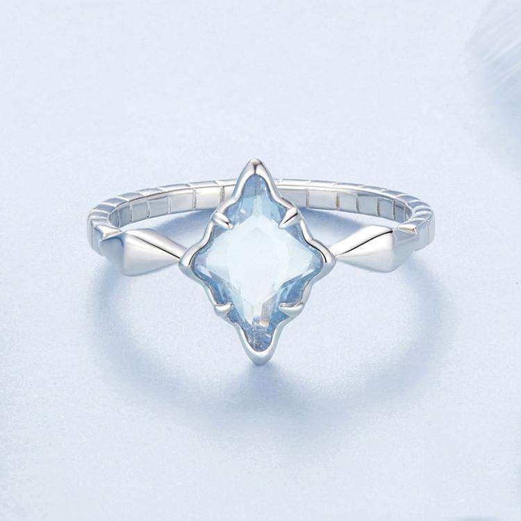 S925 Sterling Silver Platinum Starburst Diamond Ring(No.6)