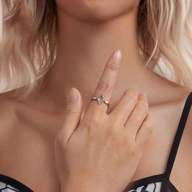 S925 Sterling Silver Platinum Starburst Diamond Ring(No.6)