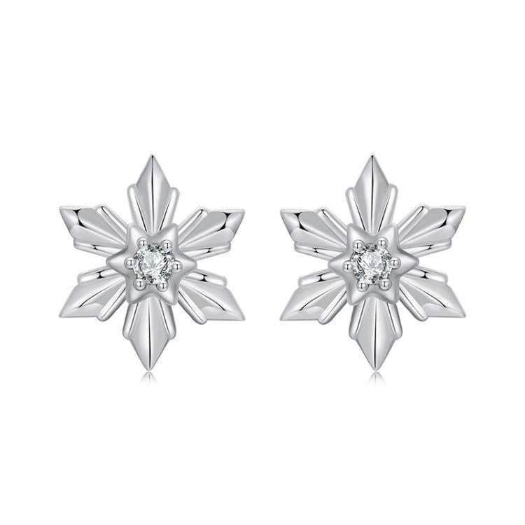 S925 Sterling Silver Oxidized Snowflake Earrings(SCE1841)