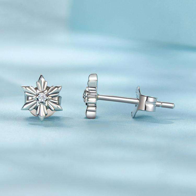 S925 Sterling Silver Oxidized Snowflake Earrings(SCE1841)