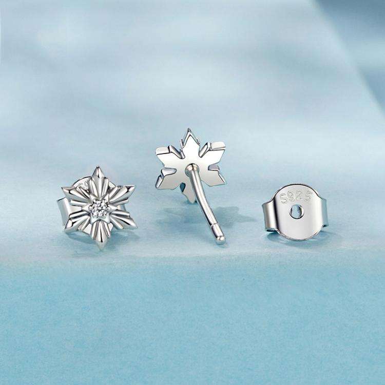 S925 Sterling Silver Oxidized Snowflake Earrings(SCE1841)