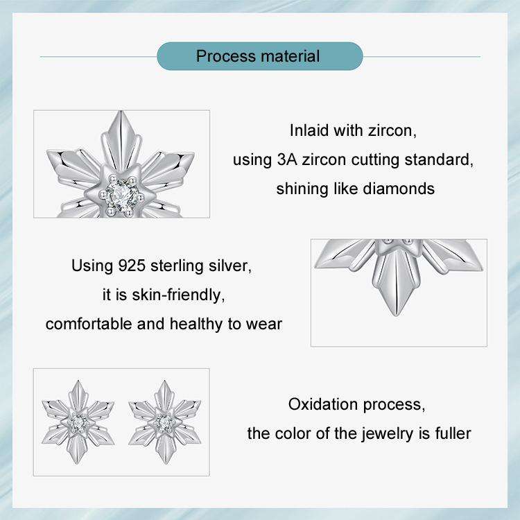 S925 Sterling Silver Oxidized Snowflake Earrings(SCE1841)