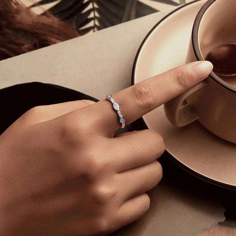 S925 Sterling Silver Platinum-Plated Zircon Nano Opal Ring(6)
