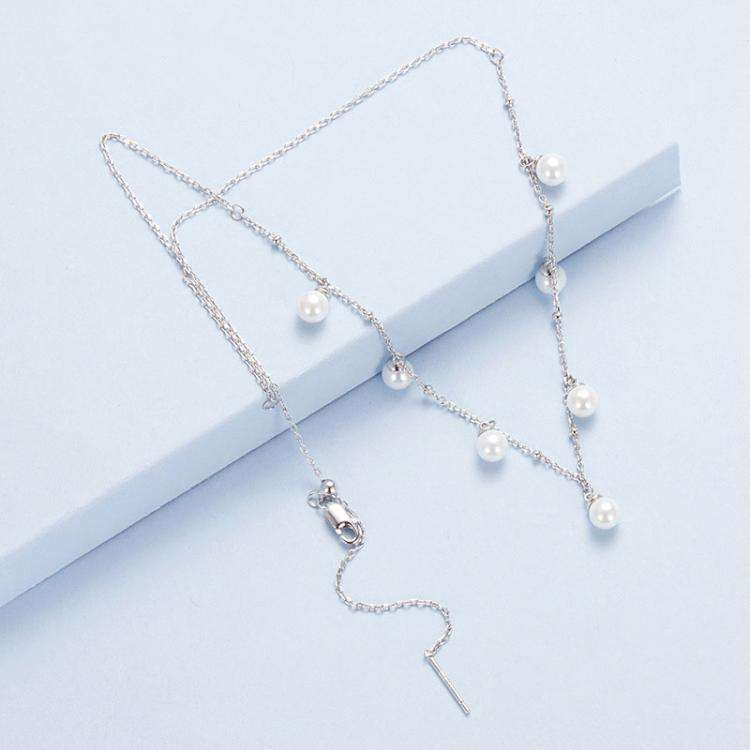 S925 sterling Silver Platinum-Plated Elegant Shell Pearl Necklace(BSN418)