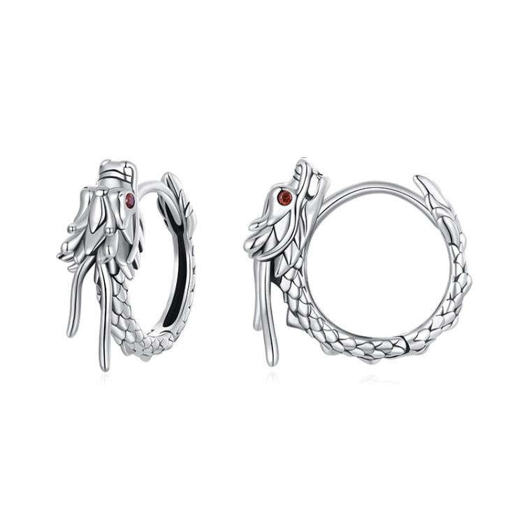 S925 Sterling Silver Oxidized Flying Dragon Earrings(SCE1839)