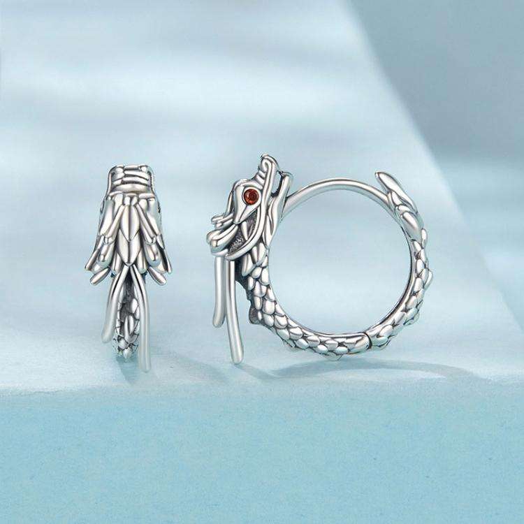 S925 Sterling Silver Oxidized Flying Dragon Earrings(SCE1839)