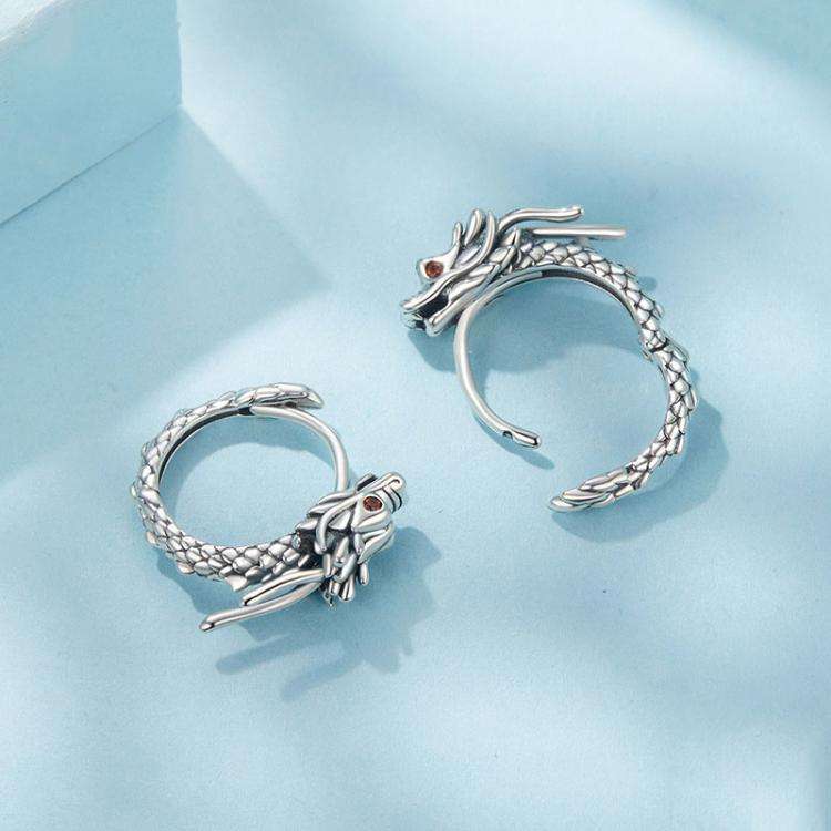 S925 Sterling Silver Oxidized Flying Dragon Earrings(SCE1839)