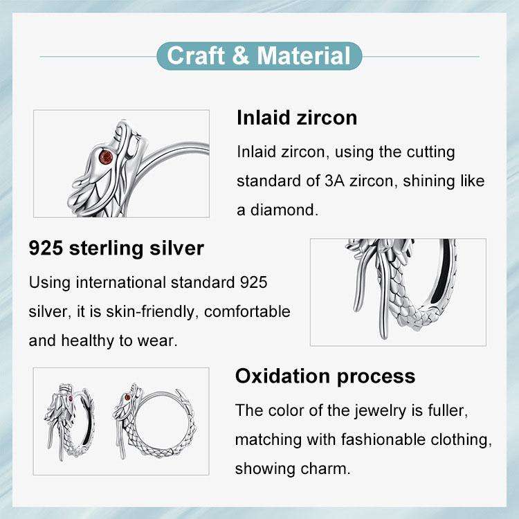 S925 Sterling Silver Oxidized Flying Dragon Earrings(SCE1839)