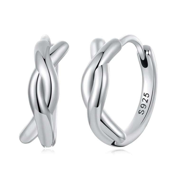 S925 Sterling Silver Oxidized Twist Knot Earrings Twisted Rope Earrings(SCE1837)