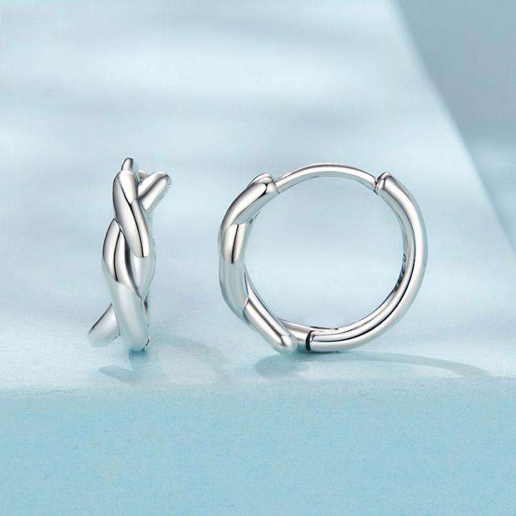 S925 Sterling Silver Oxidized Twist Knot Earrings Twisted Rope Earrings(SCE1837)