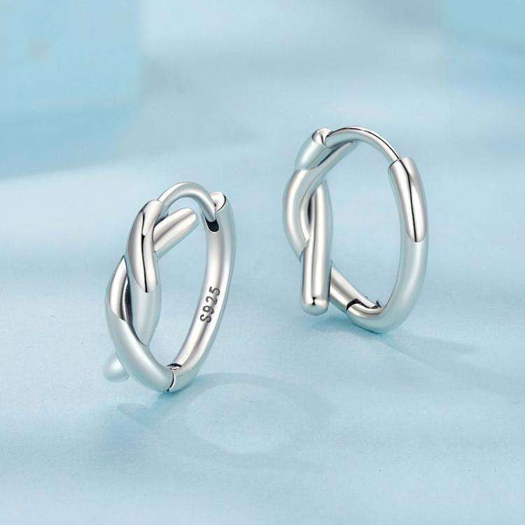 S925 Sterling Silver Oxidized Twist Knot Earrings Twisted Rope Earrings(SCE1837)