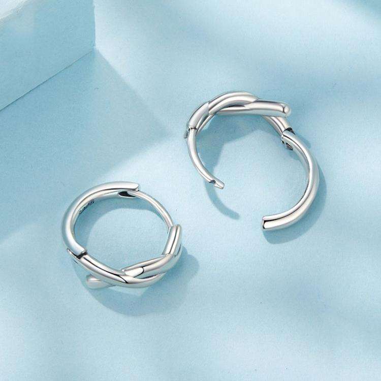 S925 Sterling Silver Oxidized Twist Knot Earrings Twisted Rope Earrings(SCE1837)
