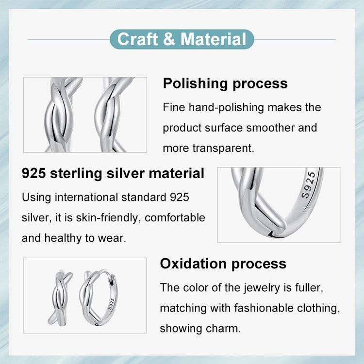 S925 Sterling Silver Oxidized Twist Knot Earrings Twisted Rope Earrings(SCE1837)