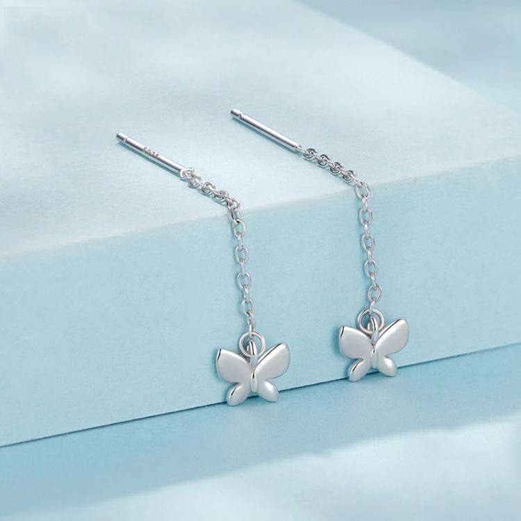 S925 Sterling Silver Platinum-Plated Butterfly Earrings(SCE1831)