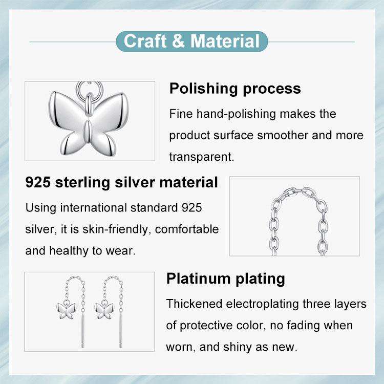 S925 Sterling Silver Platinum-Plated Butterfly Earrings(SCE1831)