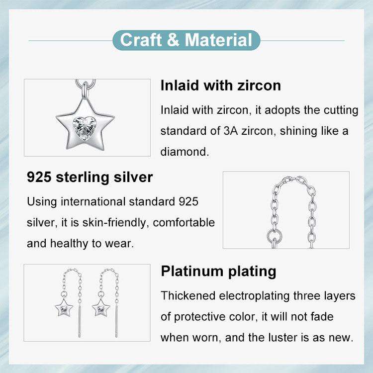 S925 Sterling Silver Platinum-Plated Earrings Shining Star Zircon Thin Ear Wire(SCE1832)