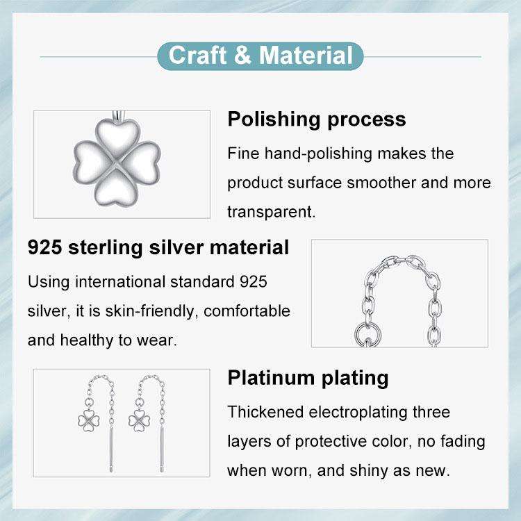 S925 Sterling Silver Lucky Four-leaf Clover Ear Wire Ear Stud Earrings(SCE1833)