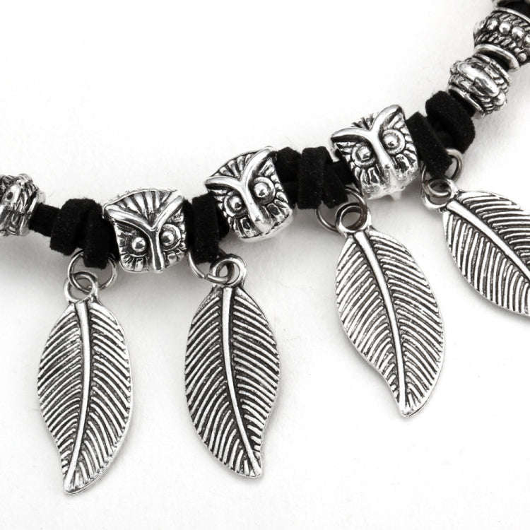 Vintage Ethnic Elasticity Marble Beads Bracelet Boho Leaves Bangle Bracelet(Colorful)