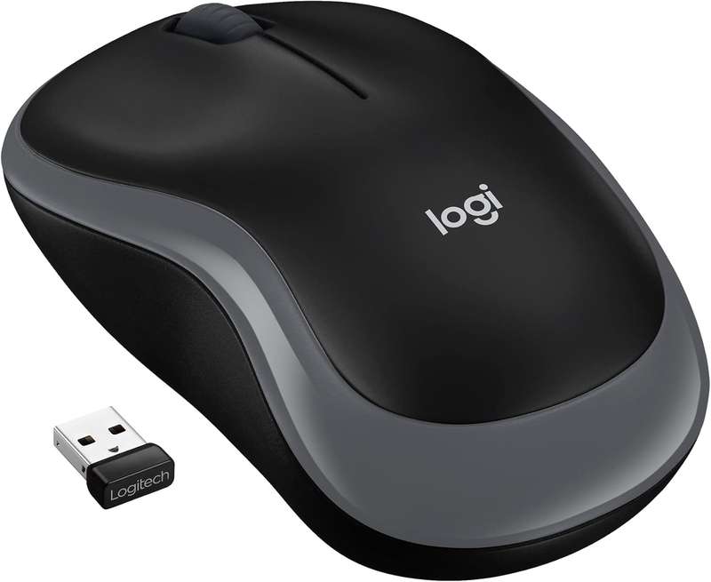 Logitech Wireless Mouse M185 (Black & Swift Grey) Nano USB