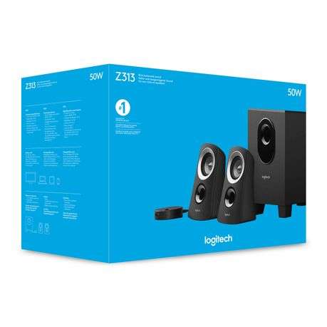 Logitech Z313 2.1 Multimedia Speaker System, Subwoofer, 50W, Strong Bass
