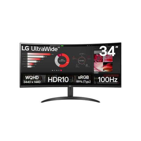 LG UltraWide 34" QHD VA Curved Monitor 100Hz - 34WR50QK