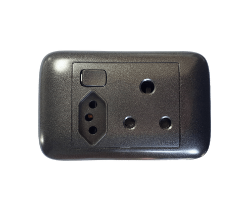 2X4 SINGLE + NEW ZA SWITCHED SOCKET BLACK