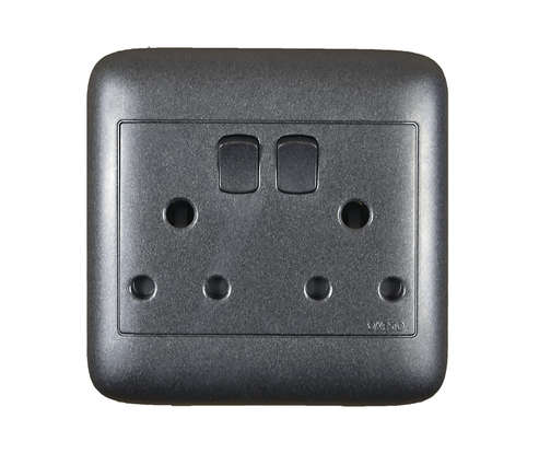 4X4 DOUBLE SWITCH SOCKET BLACK