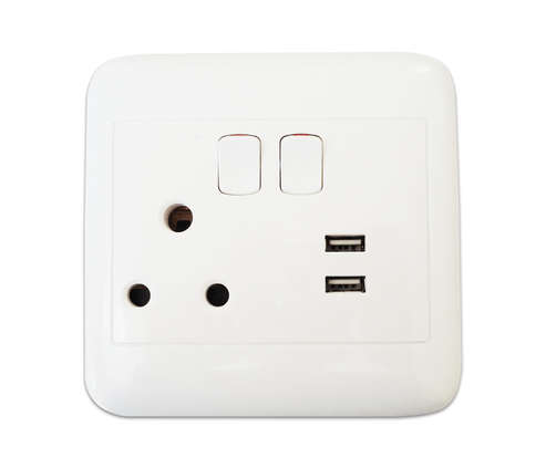 4X4 SINGLE SWITCHED SOCKET + 2 USB