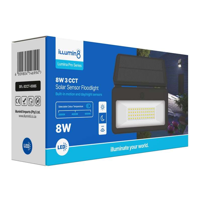 8W SOLAR WALL LIGHT 3CCT