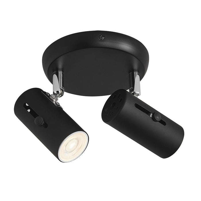 ADJUSTABLE CIRCULAR STYLE BLACK OR WHITE 2 LIGHT SPOTLIGHT