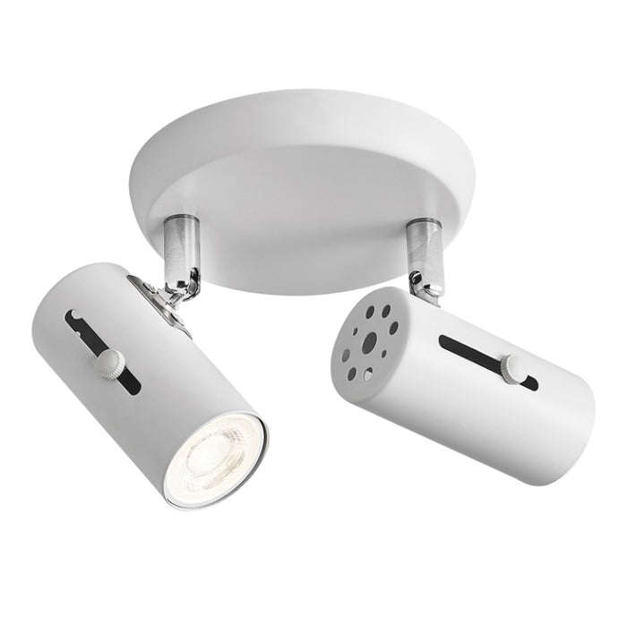 ADJUSTABLE CIRCULAR STYLE BLACK OR WHITE 2 LIGHT SPOTLIGHT