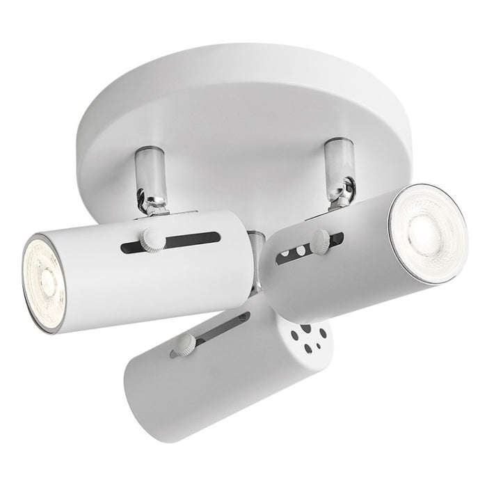 ADJUSTABLE CIRCULAR STYLE BLACK OR WHITE 3 LIGHT SPOTLIGHT