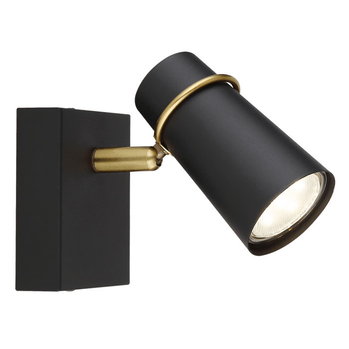 ADJUSTABLE GU10 BLACK & GOLD 1 LIGHT SPOT LIGHT