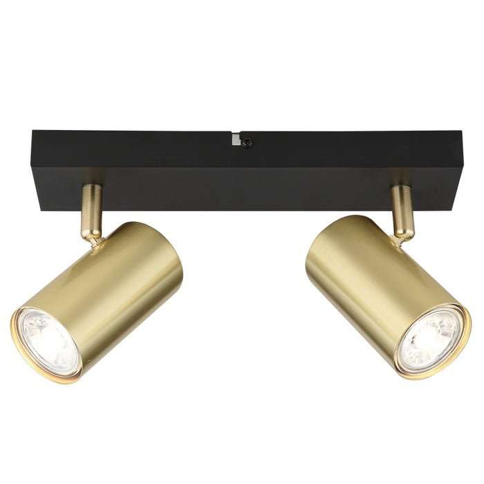 BLACK & GOLD ADJUSTABLE 2 LIGHT GU10 SPOT LIGHT