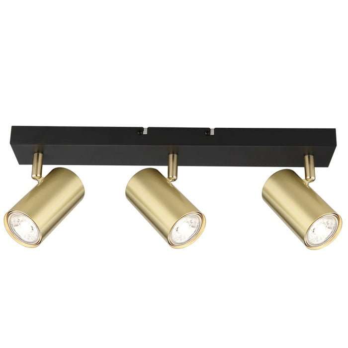 BLACK & GOLD ADJUSTABLE 3 LIGHT GU10 SPOT LIGHT