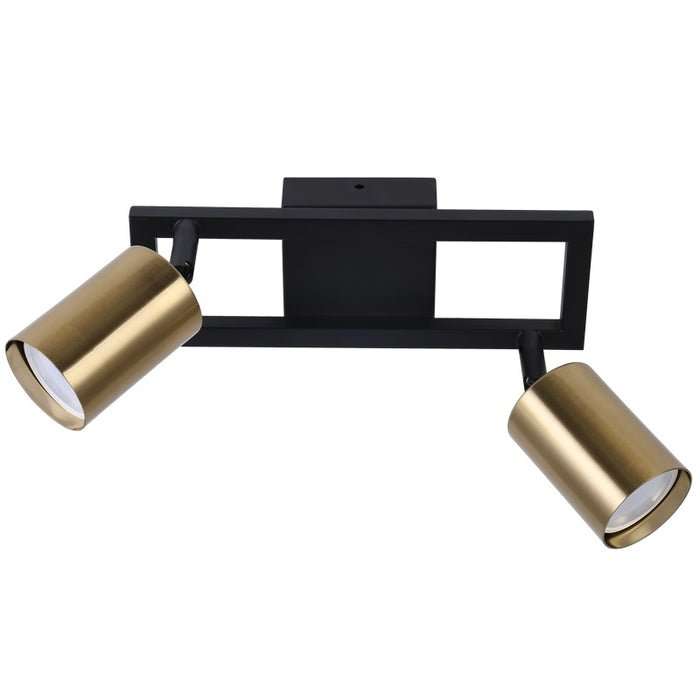 BLACK & GOLD ADJUSTABLE GU10 2 LIGHT SPOTLIGHT