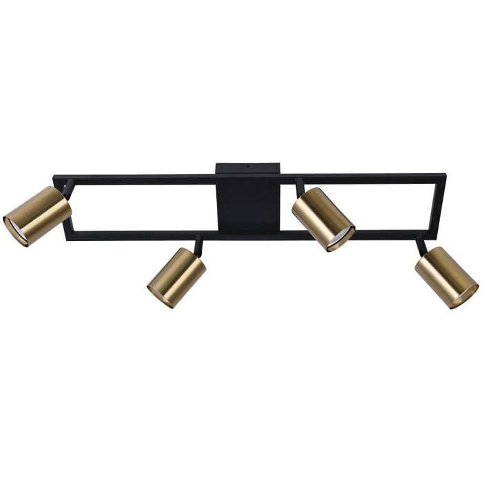 BLACK & GOLD ADJUSTABLE GU10 4 LIGHT SPOTLIGHT
