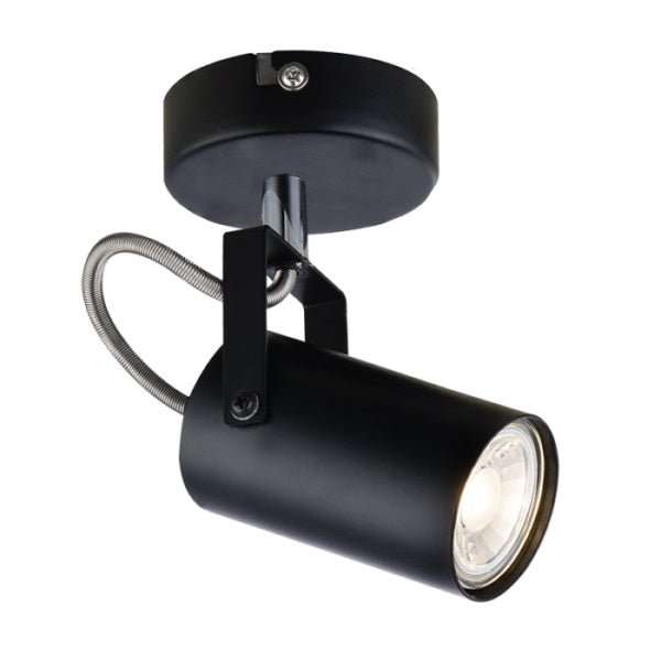 BLACK OR WHITE ADJUSTABLE 1 LIGHT SPOTLIGHT