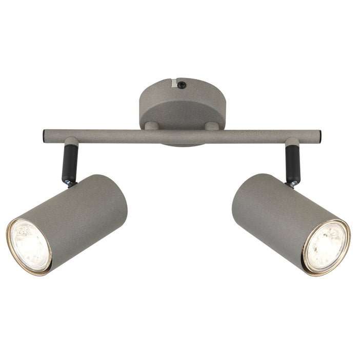 SAND GREY ADJUSTABLE GU10 2 LIGHT SPOT LIGHT