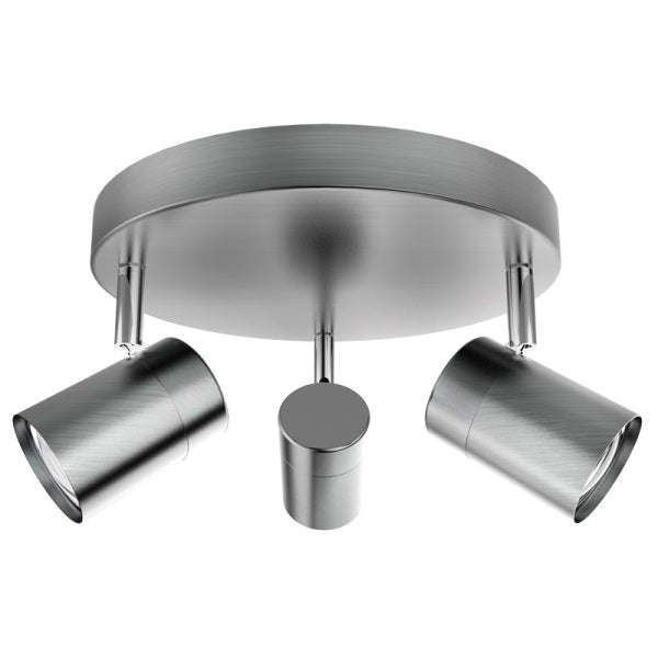 SATIN CHROME ADJUSTABLE GU10 3 LIGHT SPOTLIGHT
