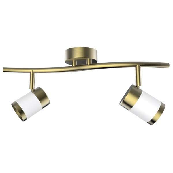 WHITE & GOLD ADJUSTABLE GU10 2 LIGHT SPOT LIGHT