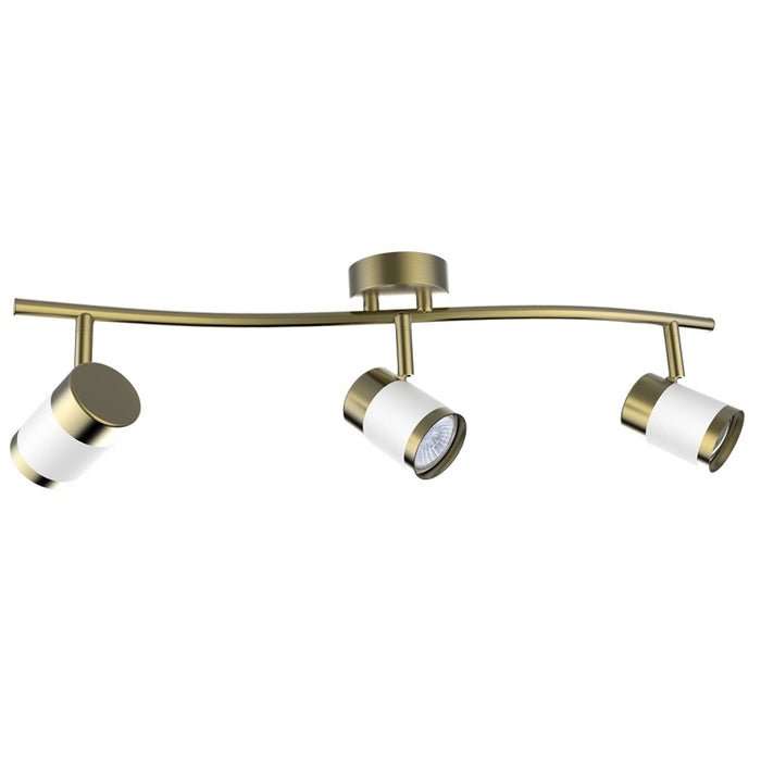 WHITE & GOLD ADJUSTABLE GU10 3 LIGHT SPOT LIGHT