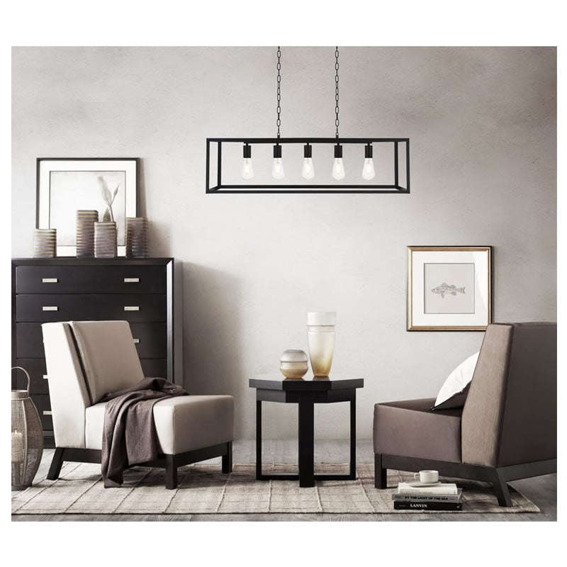 Industrial Steampunk Style Black 5 Way Caged Ceiling Pendant Light-07315