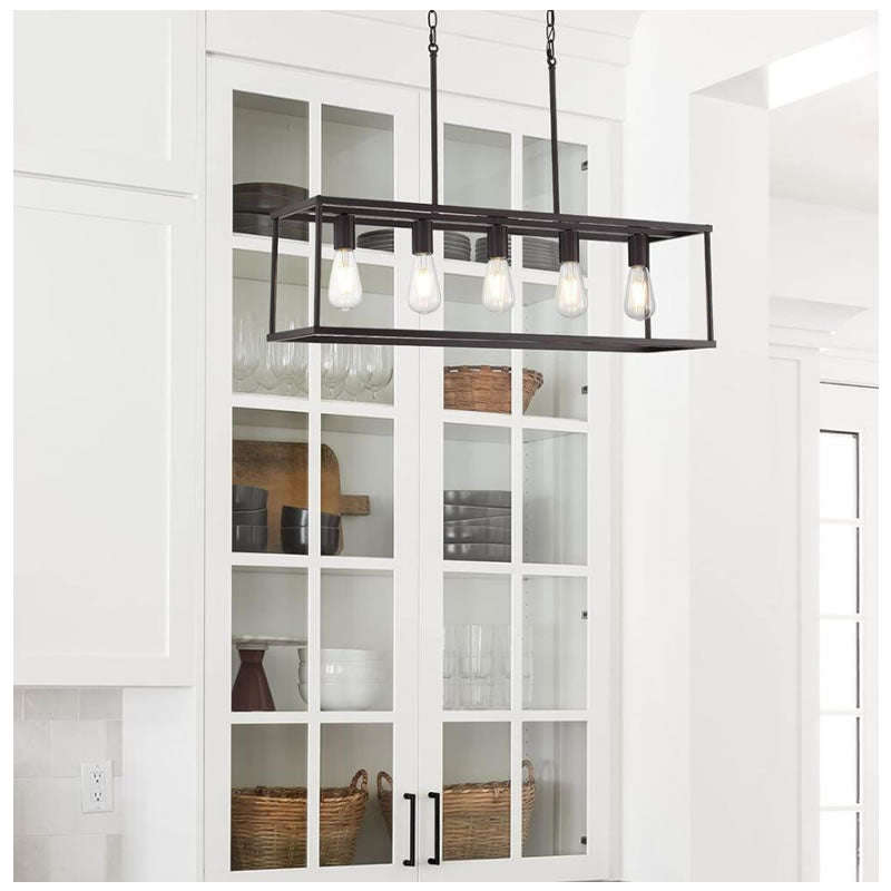 Industrial Steampunk Style Black 5 Way Caged Ceiling Pendant Light-07315