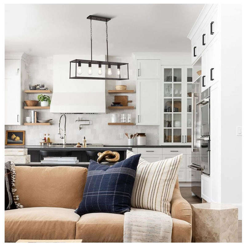 Industrial Steampunk Style Black 5 Way Caged Ceiling Pendant Light-07315