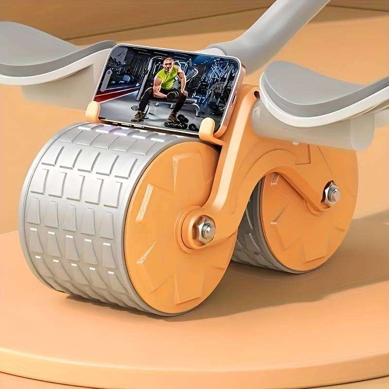 Automatic Rebound Two-Wheel Four-Elbow Support Ab Training Roller ZR-818 -ORANGE