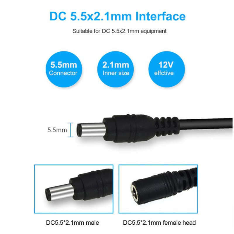 50m DC Black Power Extension Cable DC-50