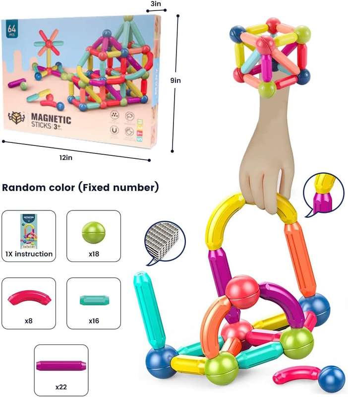 64 Piece Of Construction Magnetic Building Blocks Set AY-129