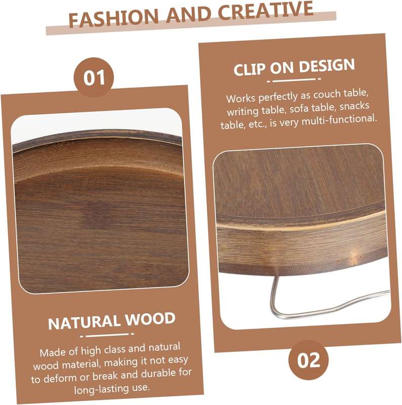 25cm Wooden Clip-On Sofa Armrest Tray Table X59-ST250