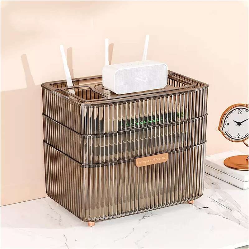 Multi-Purpose 3 Layer Organizer Wifi Router Storage Box JL-6692 BLACK